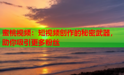 蜜桃视频：短视频创作的秘密武器，助你吸引更多粉丝