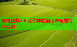 蜜桃视频2.6 让你体验前所未有的视听盛宴